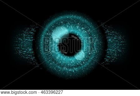 Digital Eye, Data Network And Cyber Security Technology, Secure Surveillance. Vector Digital Eye In 