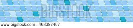 Blue Square Tile In Diagonal Arrangement. Interior Or Exterior Decoration Mosaic Surface. Swimming P