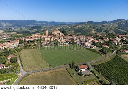 Landscape With Vineyards Near Beaujolais Wine Making Village Val D'oingt, Gateway To Beaujolais Wine