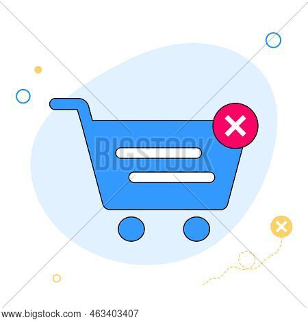 Shopping Cart With Cross Mark. Wireless Paymant Icon. Shopping Bag. Failure Paymant Sign. Online Sho