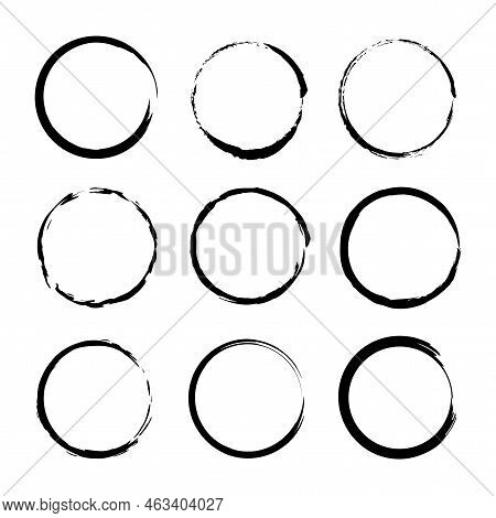 Grunge Circles. Round Shape. Round Frame Set. Circle Frame Set. Vector Illustration. Stock Image.