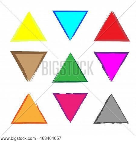 Colorful Colored Triangles Shapes. Geometric Art Print. Geometric Shape. Vector Illustration. Stock 