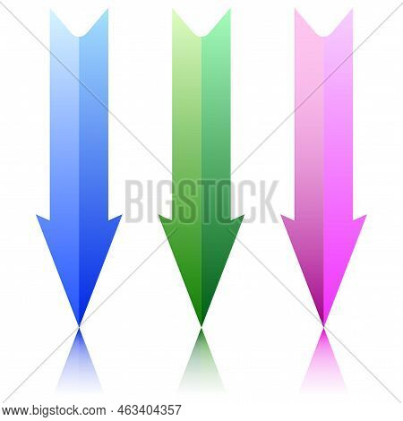 Colored Down Arrows On White Background. Vector Illustration. Stock Image.