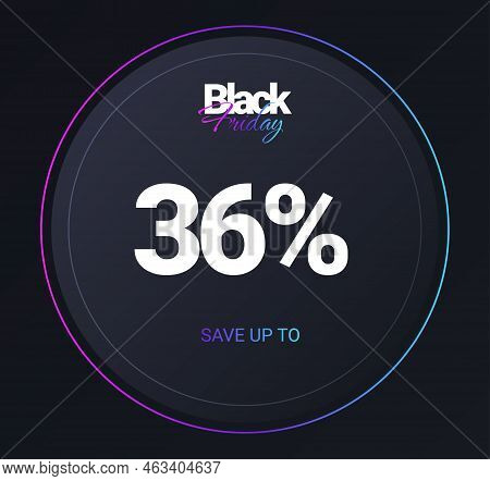 Discount 36 Percent Concept. Cashback, Loyalty Program And Bonuses. Interface For Programs And Appli