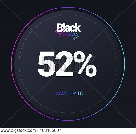 Discount 52 Percent Concept. Modern Technologies And Digital World. Interface For Programs And Appli