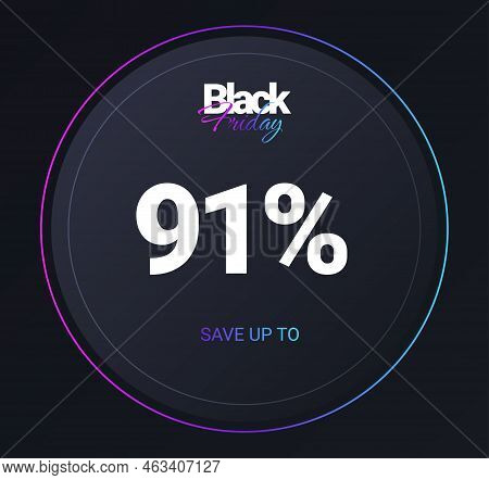 Discount 91 Percent Concept. Gift Coupon Or Voucher. Sales, Promotions And Bonuses. Modern Technolog