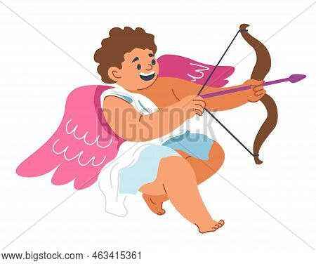 Cupid Angel With Wings And Bow Shooting Arrow