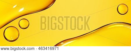 Oil Drops Texture, Omega Bubbles, Gold Liquid Skincare, Essential Droplets. Background With Transpar