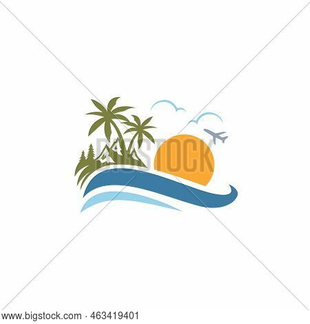 Logo Travel Vacation Explore, Beach Icon, Holiday Logo