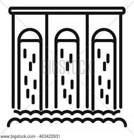 Water Energy Barage Icon Outline Vector. Eco Power. Save Leaf