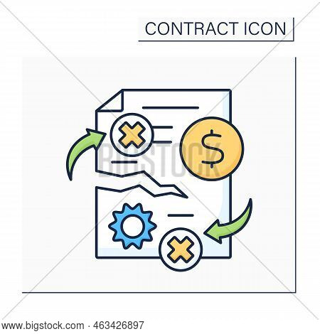 Contract Breach Color Icon. Civil Wrong. Violation Of Any Of Agreed-upon Terms And Conditions Of Bin