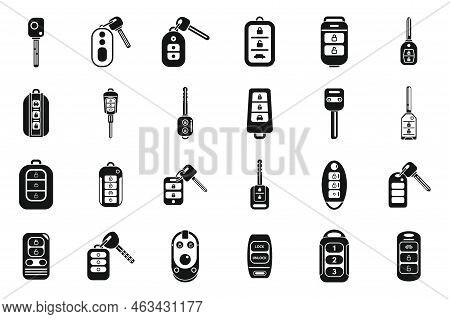 Smart Car Key Icons Set Simple Vector. Driver Mobile. Smart Alarm