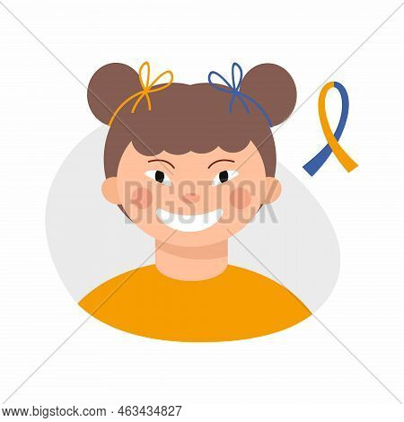 March 21 Is World Down Syndrome Awareness Day. Girl With Genetic Disease. Trisomy 21.