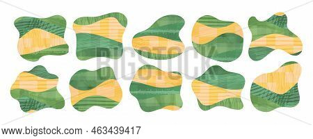 Abstract Green Eco Farm Field Blob Pattern Background. Organic Asymmetric Amoeba Form. Agriculture L