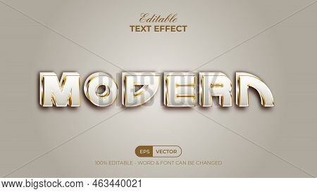 Modern Text Effect White Gold Style. Editable Text Effect.