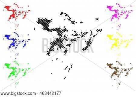 Ssese Islands (republic Of Uganda, Lake Victoria) Map Vector Illustration, Scribble Sketch Bugala, B