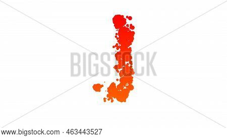 Orange - Red Cartoon Paint Patches Style Font, Letter J, Isolated - Object 3d Illustration