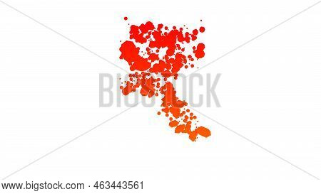 Orange - Red Cartoon Stain Blots Style Font, Rupee Sign, Isolated - Object 3d Rendering