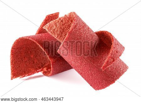 Cherry Pastila . Pastila Slice Isolated On White Background .