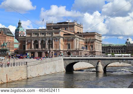 Stockholm, Sweden - May 30, 2010: People Visit Royal Swedish Opera Area In Stockholm City, Sweden. S