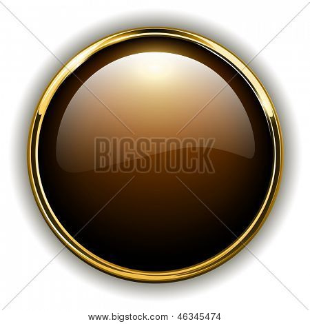 Botón de oro metálico brillante, vector illustration