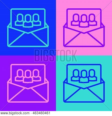 Pop Art Line Project Team Base Icon Isolated On Color Background. Business Analysis And Planning, Co
