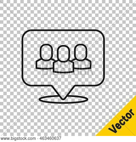 Black Line Project Team Base Icon Isolated On Transparent Background. Business Analysis And Planning