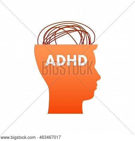 Adhd Attention Disorder. Prevent Adhd. Vector Stock Illustration.