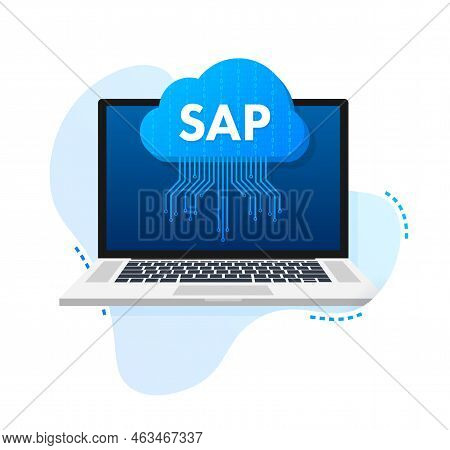 Sap Business Process Automation Software. Cloud Software. Vector Stock Illustration.