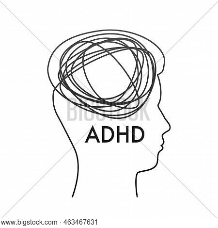 Adhd Attention Disorder. Prevent Adhd. Vector Stock Illustration.