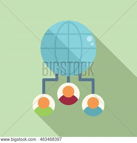 Global Customer Database Icon Flat Vector. Crm Data. Platform System