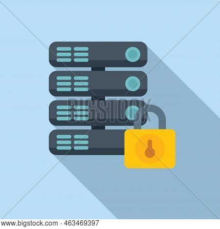 Locked Data Server Icon Flat Vector. Platform System. Human Access