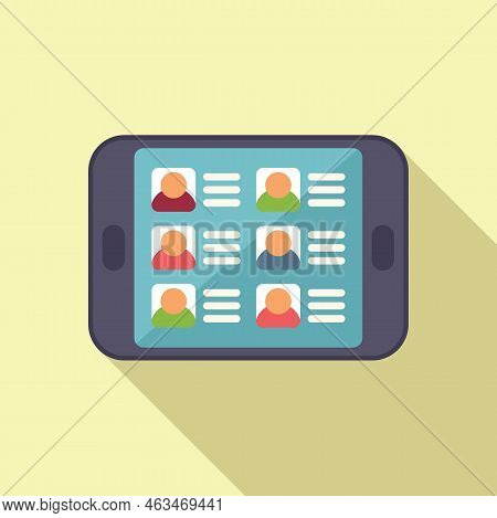 Tablet Database Icon Flat Vector. Platform Access. Custom Marketing