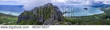 Aerialview Le Morne Brabant Mountain - Mauritius. Shot From Drone.