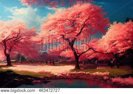 Four Seasons With Japanese Cherry Trees In Hurd Park,