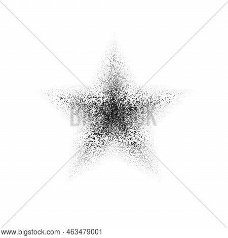 Dotted Grain Star. Black Stipple Shape. Abstract Noise Texture Star. Halftone Flare Form. Vector Sto
