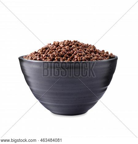 Buckwheat Tea Granules In Bowl On White Background