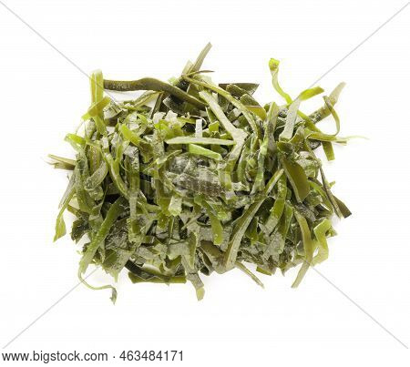 Fresh Laminaria (kelp) Seaweed Isolated On White, Top View