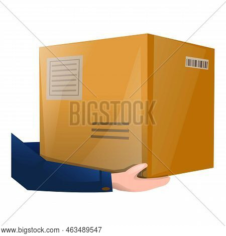 Postman Parcel Box Icon Cartoon Vector. Mail Bag. Package Job