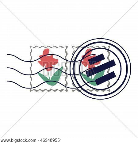 Postal Stamp Icon Cartoon Vector. Mail Man. Post Bag