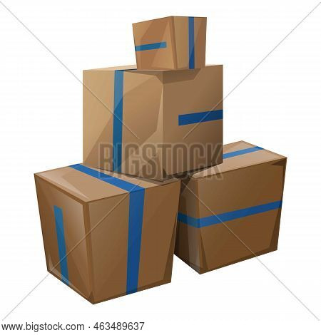 Parcel Stack Icon Cartoon Vector. Mail Bag. Postal Person