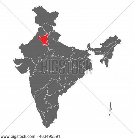 India Map Graphic, Travel Geography Icon, Indian Region Haryana, Vector Illustration .