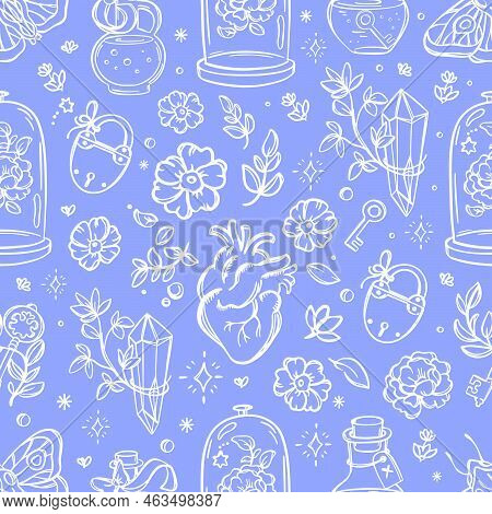 Love Magic Alchemic Marriage Potion Elements White On Blue Astrology Esoteric Occult Witchcraft Sket