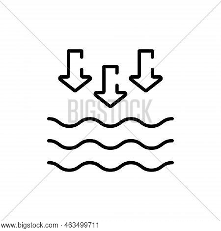 Low Tide Linear Icon. Waves On The Sea Or Ocean Line Icon. Editable Stroke. Vector Isolated Illustra