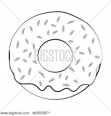 A Donut With A Thin Line. Vector On A White Background