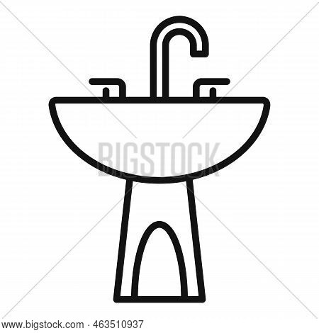 Faucet Basin Icon Outline Vector. Water Pipeline. Sewer Construction