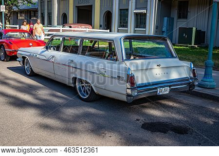 Falcon Heights, Mn - June 19, 2022: High Perspective Rear Corner View Of A 1963 Buick Invicta Statio