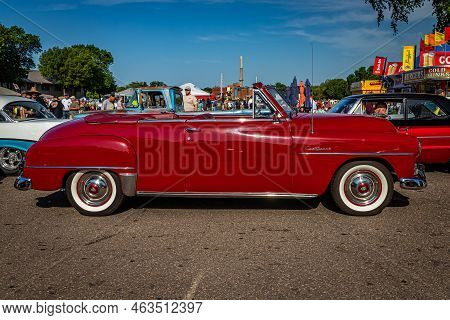 Falcon Heights, Mn - June 19, 2022: High Perspective Side View Of A 1952 Plymouth Cranbrook Converti