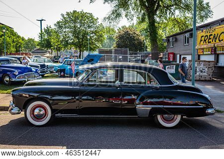 Falcon Heights, Mn - June 19, 2022: High Perspective Side View Of A 1949 Oldsmobile Futuramic Deluxe