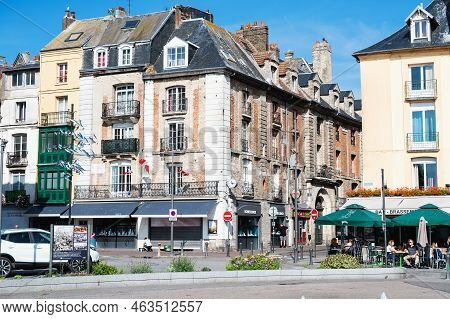 Dieppe, France - August 29 2022: Cafes, Houses In Dieppe, Fishing Port On The Normandy Coast In Nort